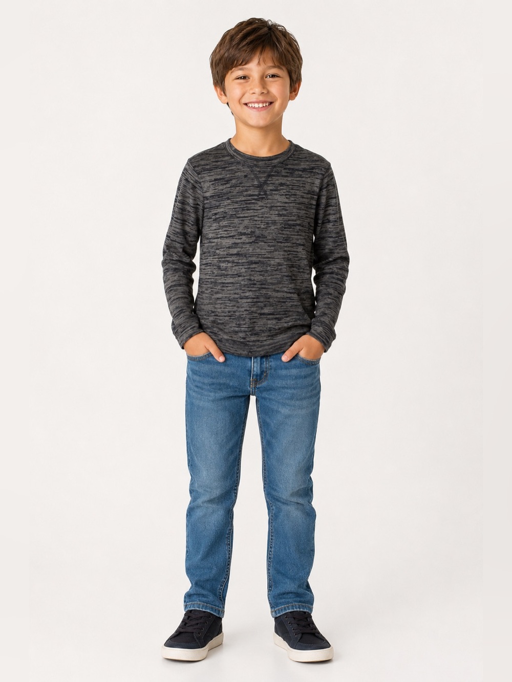 JUMPING BEANS BOYS HEATHER GRAY LONG SLEEVE SWEATSHIRT SIZE 8